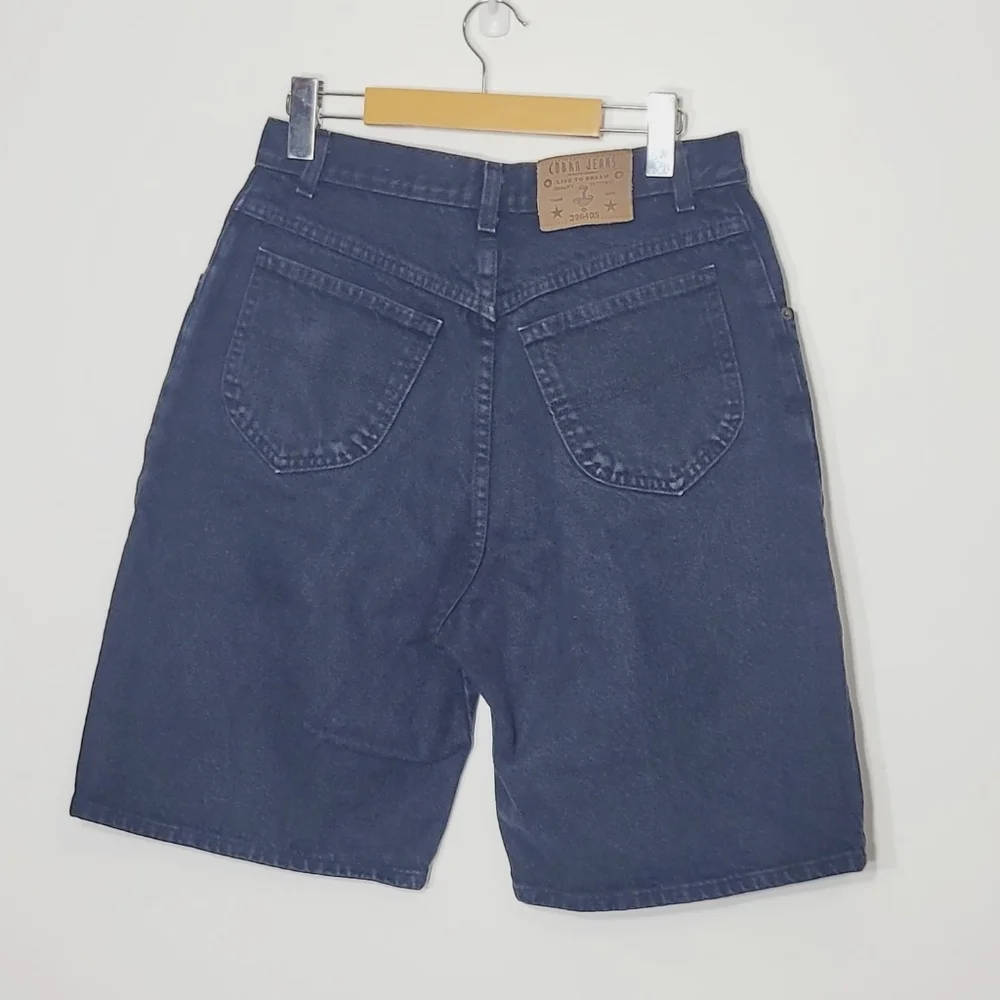 COBRA JEANS Vintage Black 100% Cotton Wide Leg Short Unisex Oversized Size 31 - Picture 6 of 14